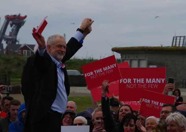 There were loud cheers at the end of Jeremy Corbyns speech in Blyth this afternoon.