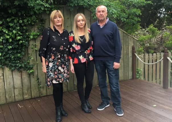 Hannah Powell with her mum Christine and dad Derek. Picture by Northern Eye Media Ltd