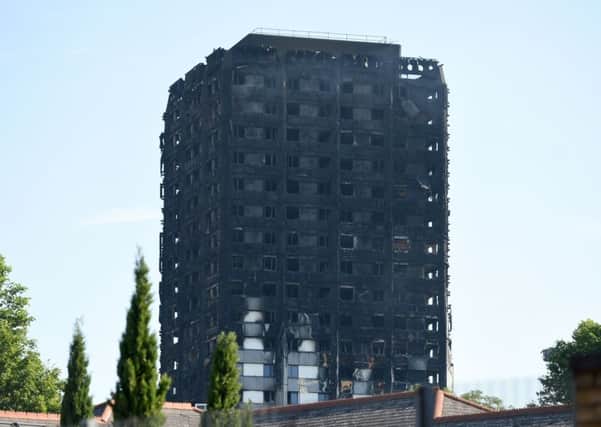 Burnt-out Grenfell Tower.