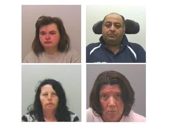 Ann Corbett, 26, and Zahid Zaman, 42, (top) have been found guilty of the murder of James Prout.
Myra Wood, 49, and Kay Rayworth, 55, (bottom), all of Percy Main, have been found guilty of causing or allowing the death of a vulnerable adult.