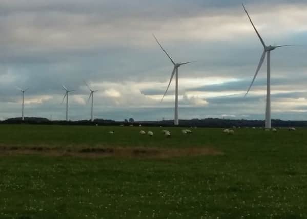 Some of the Infinis Energy turbines, near Widdrington.