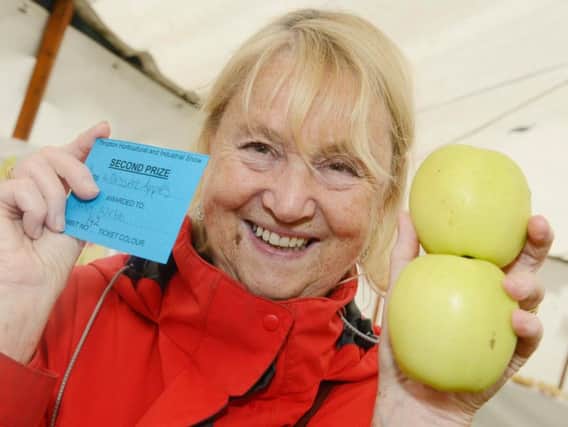 Anne Webb and her award-winning  apples.
