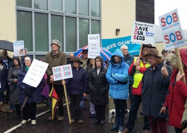 Objectors protest at Rothbury Community Hospital.