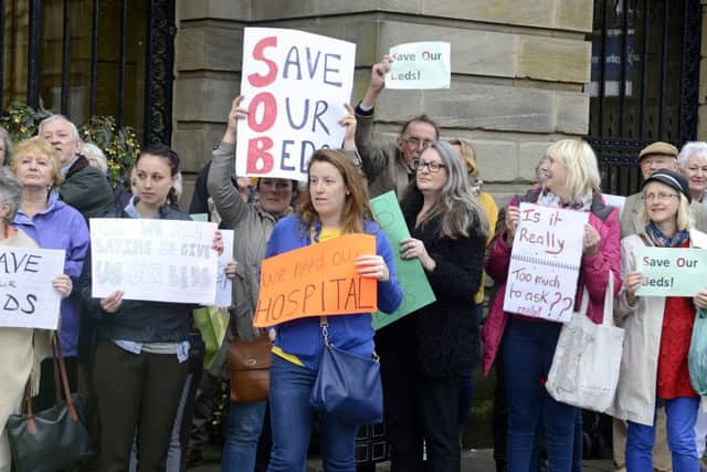 Protestors at the NHS Northumberland Clinical Commissioning Group  meeting about Rothbury Community Hospital at Morpeth Town Hall.
 Picture by Jane Coltman