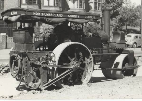 The steamroller at work in the 1950s.