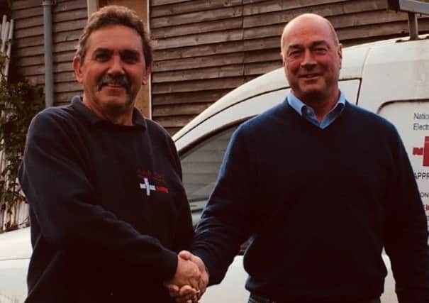 David Rushworth, of Keith Black Electrical Contractors, with Mick Athey.