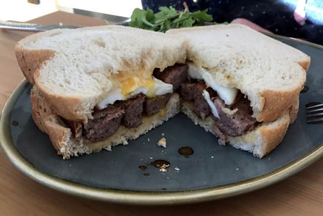 Sausage and egg breakfast sandwich