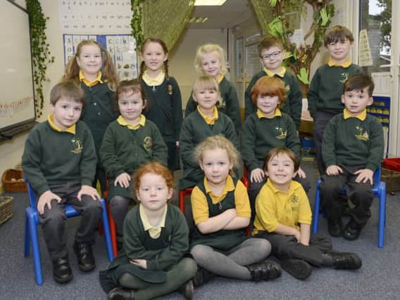 The new reception class pupils at Warkworth. Picture by Jane Coltman