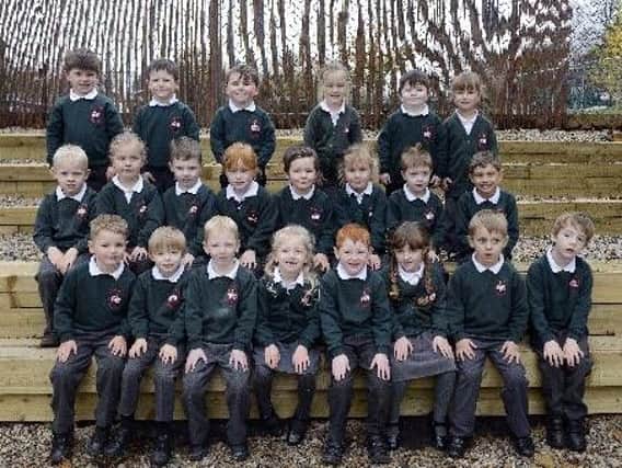The new reception class pupils at St Paul's RC Primary School in Alnwick. Picture by Jane Coltman