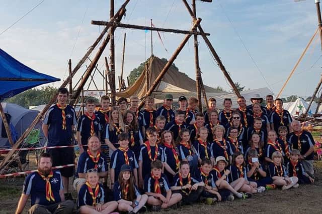 The contingent, including leaders, from the 4th Morpeth, 6th Morpeth, and 1st Ponteland scout groups and Morpeth and Ponteland explorer units at a major jamboree in Denmark earlier this year.