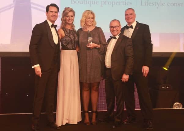 From left: Comedian Jimmy Carr, Bryony Scrimshaw of Propology Boutique Properties and Cherylle Millard-Dawe, Managing Director of Propology Boutique Properties and SDL Auction Partners.