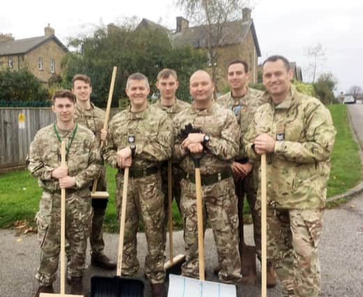 Flight Sergeant John Hughes with his team of volunteers who worked on the Alnwick Lions Community Project to clear the footpath outside Swansfield Park Primary School. All personnel were from SABM: FS Hughes, Sgt Fleming, Sgt Pearce, SAC Blundell, SAC Fleming,  SAC Mulvay, SAC Winters