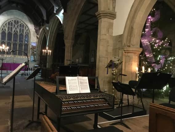 St Michael's Church, Alnwick, set up for Royal Northern Sinfonia's Baroque Christmas by Candlelight.