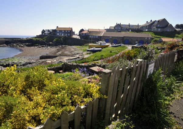 A view of Craster with the buildings in question behind the boats.