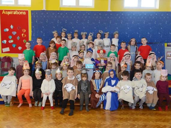 Youngsters at Shilbottle Primary School ready for their Nativity performance. Picture by Jane Coltman