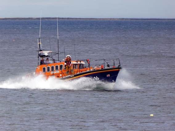Seahouses all-weather lifeboat in action on fete day 2017.