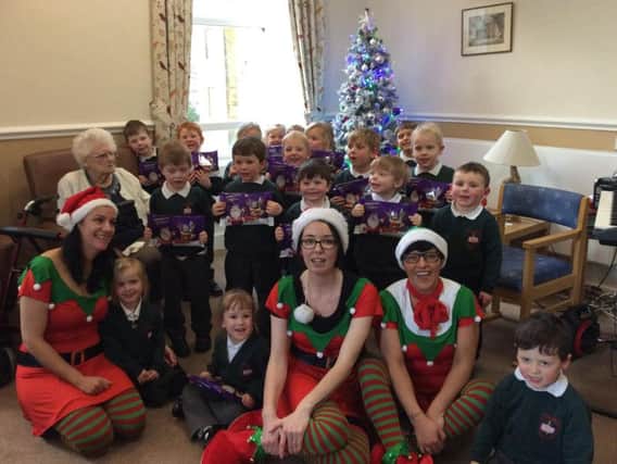 The St Paul's pupils at Abbeyfields Care Home, Alnwick.