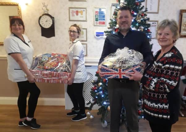 The hamper from Morrisons is donated to Castleview Care Home, Alnwick.