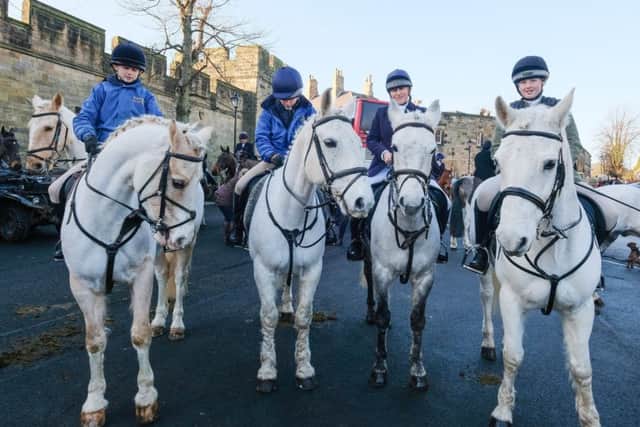 Members of the Pony Club at the Percy Hunt meet at Alnwick Castle on New Year's Day 2018. Picture by Jane Coltman