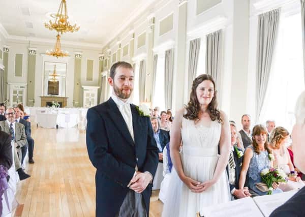 Simon and Heather Doherty tied the knot in the Northumberland Hall in Alnwick.