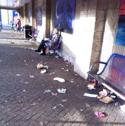 The mess at Alnwick bus station on Monday morning. Picture by Andrea Field