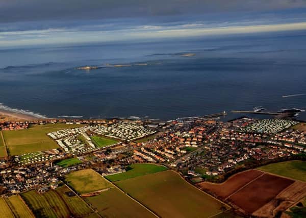 An aerial view of Seahouses by Paul Kiddell