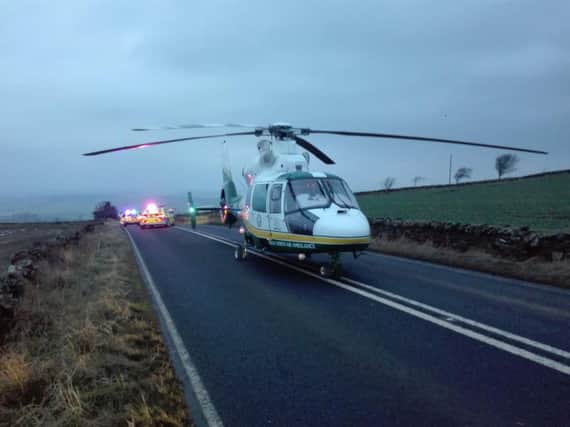 The Great North Air Ambulance at the scene of the accident.