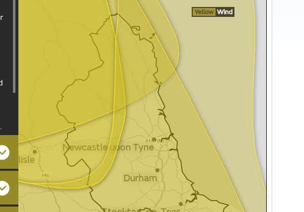 Met Office yellow weather warning for Wednesday.
