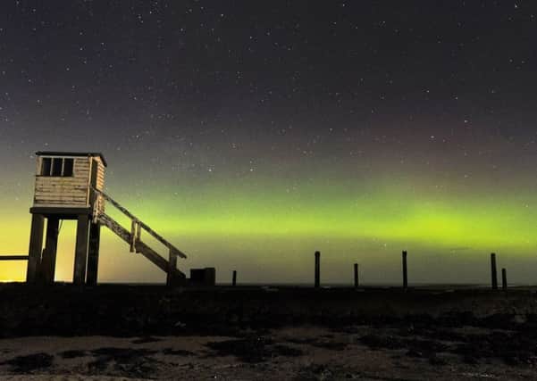 The aurora on Holy Island  captured on camera by Jane Coltman