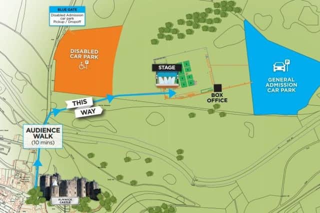 The site map for the concerts at Alnwick Pastures this summer.