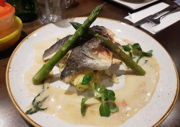 The Badger, Ponteland - seared fillet of sea bass.