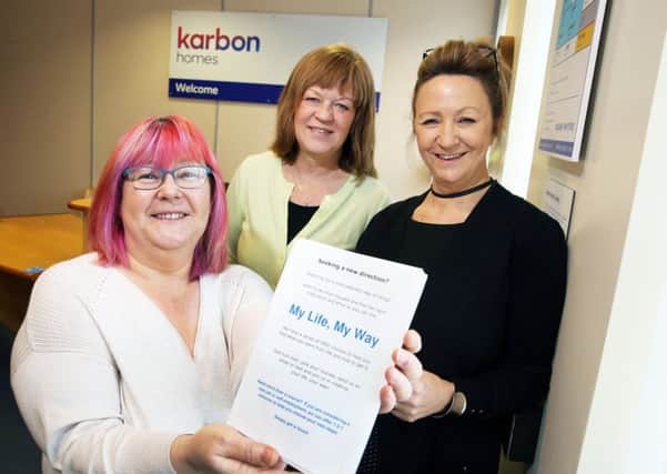 Pauline Fraser, chairman of Stepping Up (North East), Elizabeth Finch, company secretary at Stepping Up (North East) and Mary Ormston, community engagement officer from Karbon Homes.