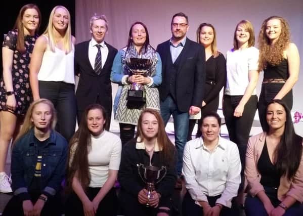Alnwick Town Ladies won the Northumberland Gazette Sports Personality of the Year award for 2017. They are pictured with guest of honour, Craig Heap.