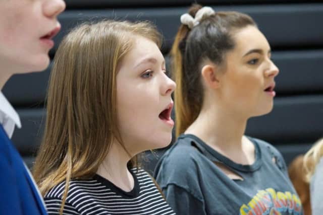 Songtime ... Alnwick students practise for We Will Rock You. Picture by Jess Rix