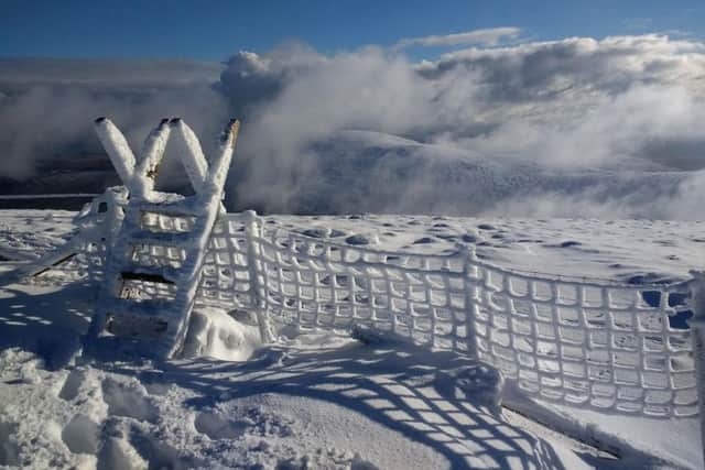 A thick blanket of snow, almost at the top of Cheviot, by Alice Tetley-Paul.