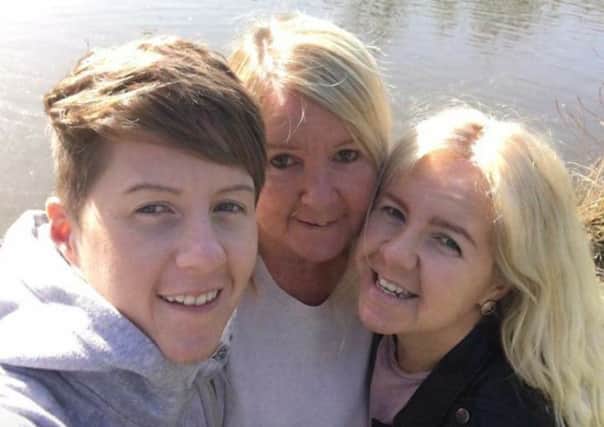 Cassie Hayes with her mum Tracy and sister Nadine.