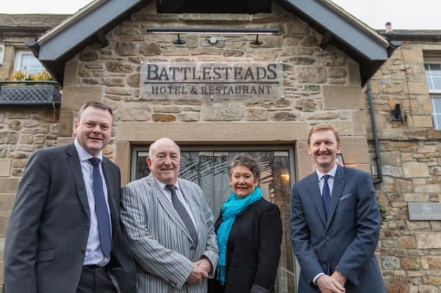 Phil Empson, director of banking and finance at Baldwins, Richard and Dee Slade, owners of Battlesteads Hotel & Restaurant, and David Slane, HSBC area director for business banking in the North East and Cumbria.
