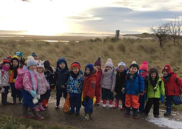 Shilbottle Primary School pupils at the beach in Alnmouth.