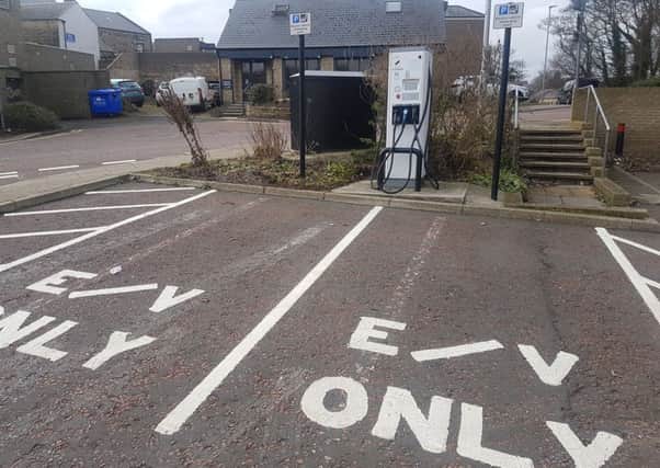 An electric car charging point in the Greenwell Lane car park in Alnwick.