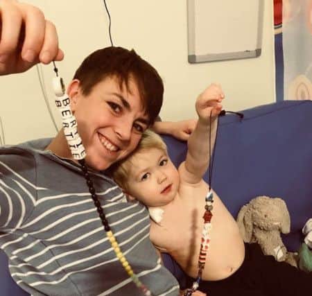 Gemma and Bertie with his beads of courage.