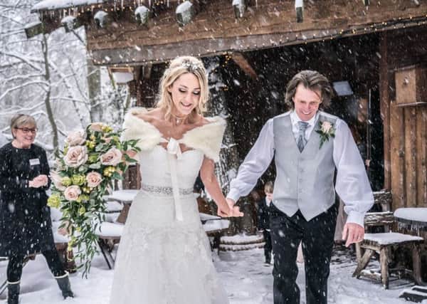 Jemma Swainston-Rainford and Steve Lucock braved the Beast from the East to tie the knot at Alnwick Treehouse.