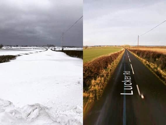 Lucker Road before and after the Beast from the East. Picture by Guy Renner-Thompson