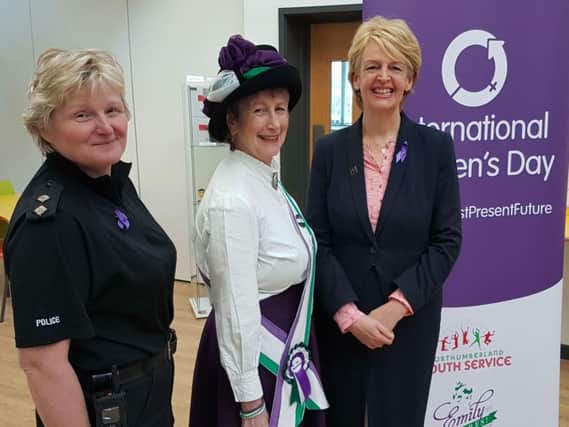 Inspector Pam Bridges, neighbourhood officer at Northumbria Police; Penni Blythe, from Emily Inspires; and Coun Cath Homer, cabinet member for culture, arts and leisure at Northumberland County Council.
