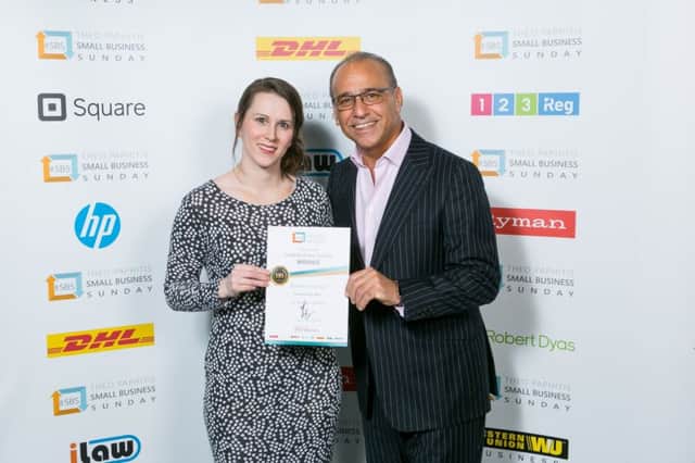 Anne Haswell with Theo Paphitis.