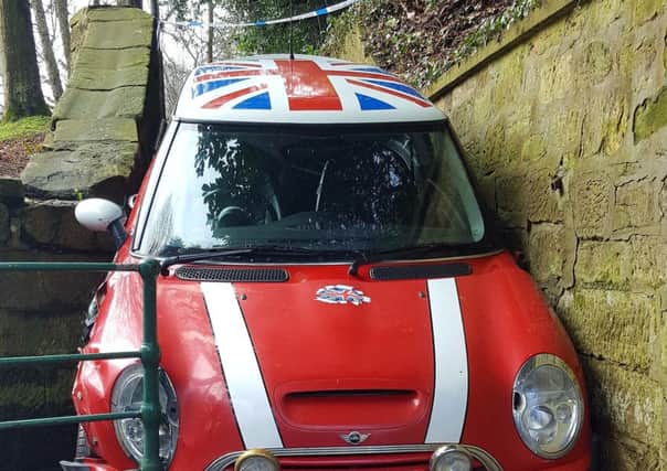 The crashed mini at Morpeth. Picture by Derek Taylor.