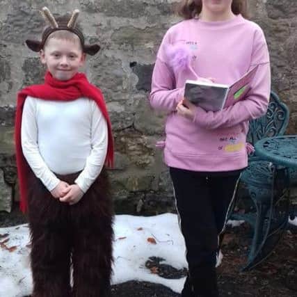 Longhoughton Primary School pupils Jacob Heys, seven, as Mr Tumnus and Phoebe Cotton, 10, as Nikki from Dork Diaries.