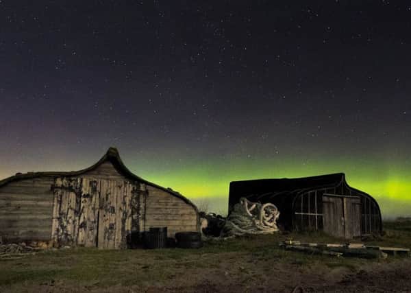 The aurora on Holy Island  captured on camera by Jane Coltman
