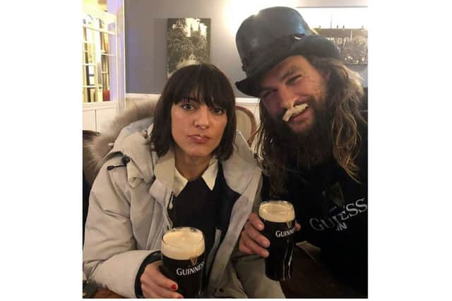 Tracey Sprigg posted this picture of Game of Thrones actor Jason Momoa enjoying a pint of Guinness and a joke in the Blue Bell Hotel, Belford.