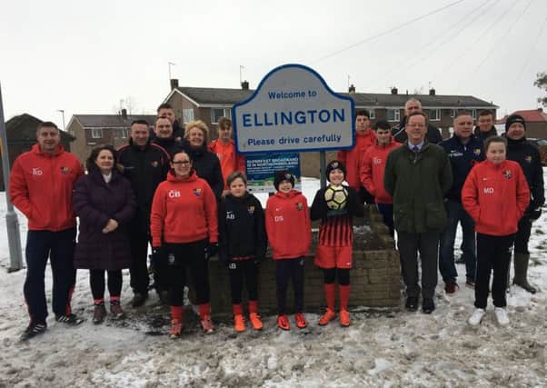 Representatives of Ellington Juniors Football Club with Couns Peter Jackson and Cath Homer.