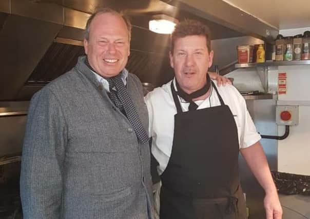 James Braxton with chef Kevin Mulraney at The Jolly Fisherman.